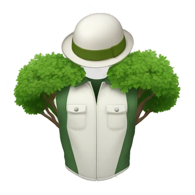 gardener pith helmet jacket white green trees  sticker