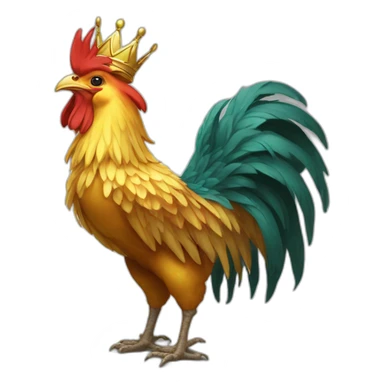 proud and howling golden phoenix rooster with a crown on its head sticker