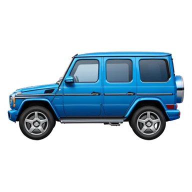 Mercedes G-Class SUV side view blue color, in the style of Apple emoji sport utility vehicle, rounded, cartoonish, glossy, simple details sticker