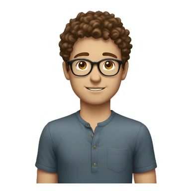 a white boy, with brown eyes, round glasses and brown short curly hair sticker