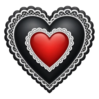black heart with red center amd white lace sticker