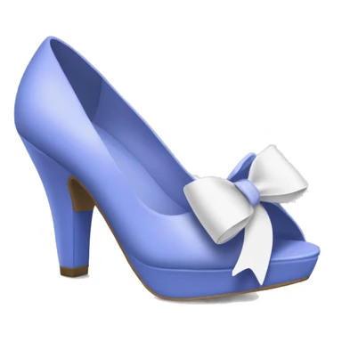 Periwinkle chunky high heel with a white bow sticker