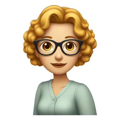 señora de mediana edad con pelo con canas rizado corto y gafas de ojo de gato sticker