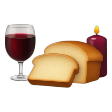 2 candles, a cup of red wine and a loaf of bread sticker