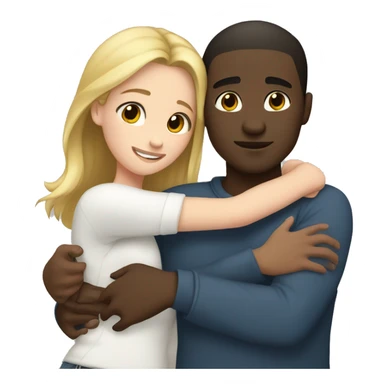 teen couple hugging black male, white girl sticker