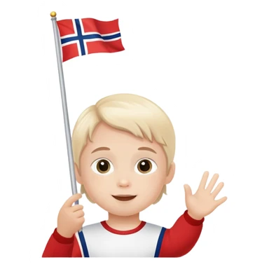 child waving Norwegian flag during 17th of May celebration sticker