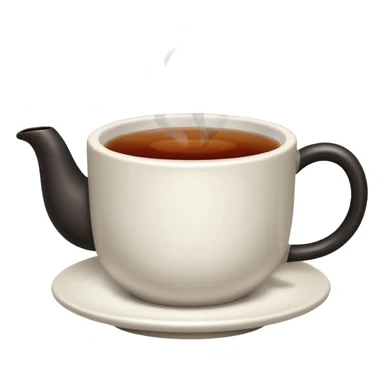 A close-up image of a cup filled with hot black tea, steam rising gently from the surface, placed on a simple background sticker