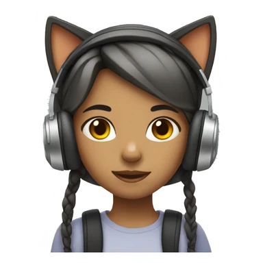 Girl with cat headphones  sticker