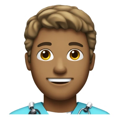 Make a male adolescent nurse emoji with blue scrubs on  sticker