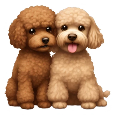 Brown tiny poodle and light brown shitzu hugging sticker