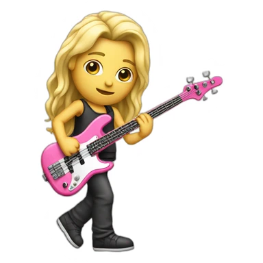 long blond-Bassguitar-player-pink sticker