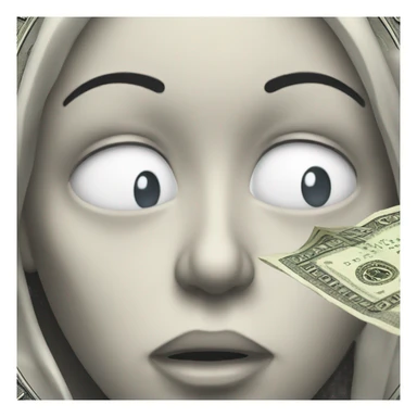 Crying face wiping tears with money sticker