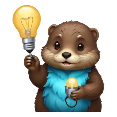 otter holding one lightbulb sticker