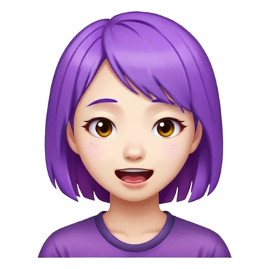Chinese girl with purple hair cringing white skin sticker