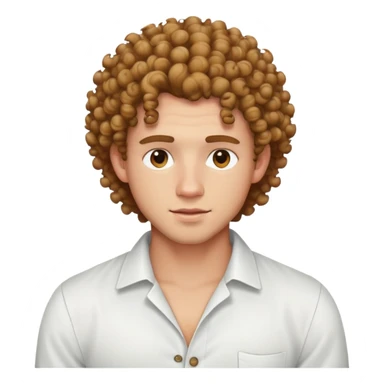 curly-haired guy with light skin in white shirt with unbuttoned top buttons sticker