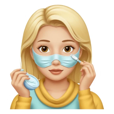Una chica rubia haciendo skincare sticker