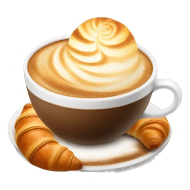 Cup of cappuccino with croissant sticker