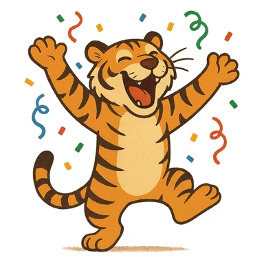 tiger celebrating, variation 7 sticker