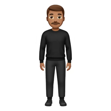 man with mustache, brown hair, 33years old, shirt, high temple Black pullover with a white shirt underneath and black fabric trousers 👕🖤👖 sticker