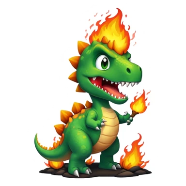 angry office dinosaur in a fire sticker