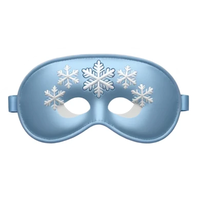 emoji of an isolated silky sleep mask with a small embroidered snowflake pattern, no eyes, no face, no character features, smooth satin texture with gentle shine, pastel grey-blue color, soft rounded shape, cozy winter pajama mood, soft shadows sticker