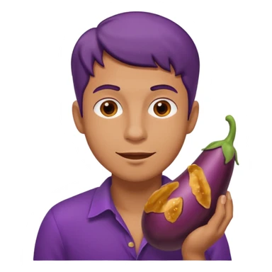 Man eating eggplant sticker
