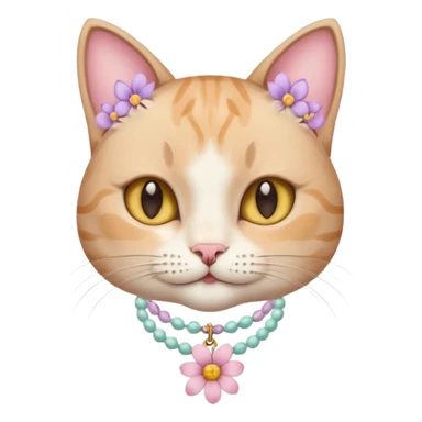 A cute cat with pastel flower necklace, posing proudly. sticker