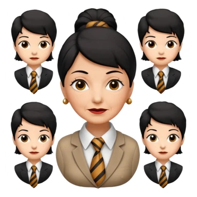 old women with Necktie. different hair styles, black hair. sticker