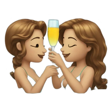 Two Mermaids with brown hair drinking champagne sticker