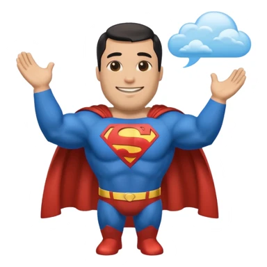 a moai emoji with a superman cape with the original face or the moai emoji with a super man saving people vibe like the superman there is some man waiting in the sky meme sticker