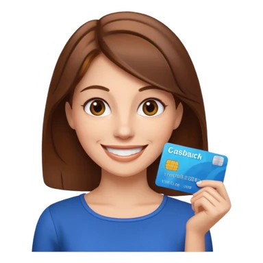 lady brown hair happy cashback sticker