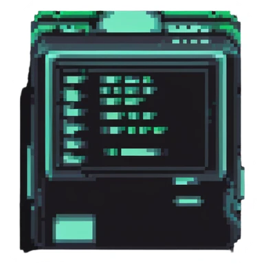 32x32 cyberpunk document file icon with digital glitch effect, retro computer style sticker