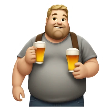 Fat guy drinking a tall beer sticker