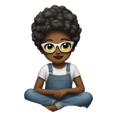 GIRL WITH SUNGLASSES WITH A PILE OF flour INFRONT OF HER sticker