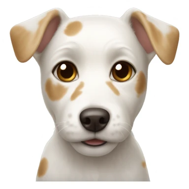 little white dog with light brown spots with its ears up  sticker