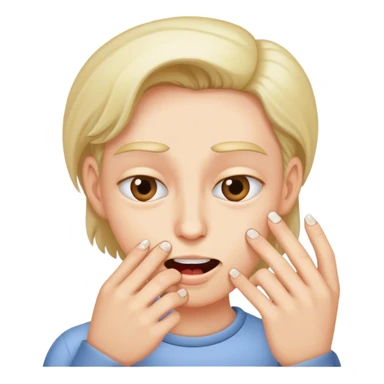 Person biting index fingernail sheepishly sticker