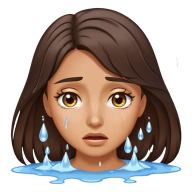 Beautiful brunette crying a puddle of tears sticker