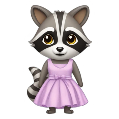 raccoon wearing a cute dress sticker