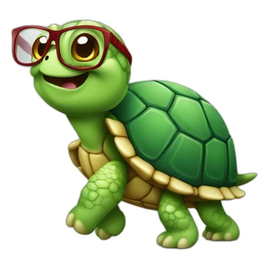 happy turtle walking slowly and sound glasses sticker