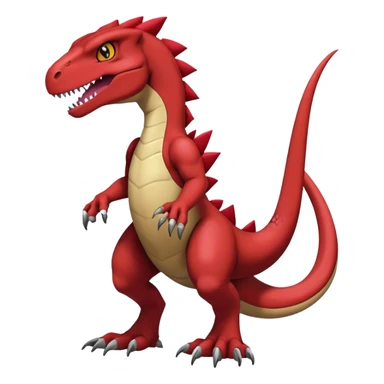  Cool Edgy Maroon Guilmon-Charmeleon-Digimon-Fakemon-Velociraptor full body sticker