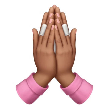 Brown praying hands with pink sleeves hands only sticker