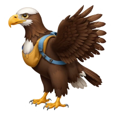 a eagle walking with a backpack
 sticker