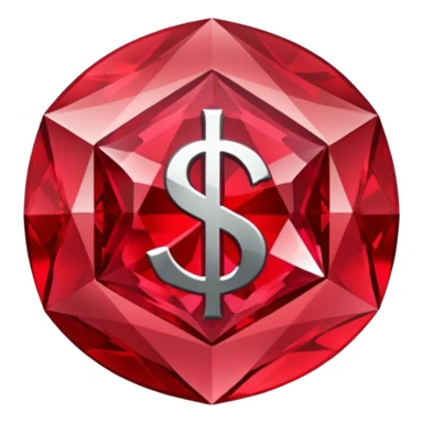 Red crystal with a $ drawn in the center of the crystal. sticker