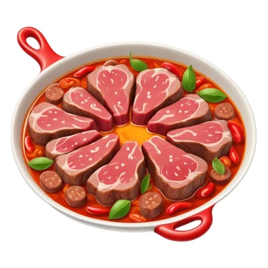 Fuqi Feipian sliced beef and offal in chili oil, simplified emoji style with bold outlines and bright colors, cartoon style Husband and Wife Lung Slices appetizer sticker