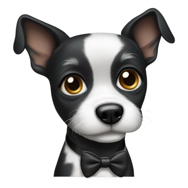 Black small dog with White spot with bow tie sticker