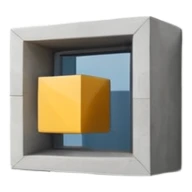 3D cube turning into a room interior sticker