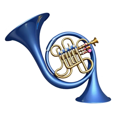Blue french horn sticker