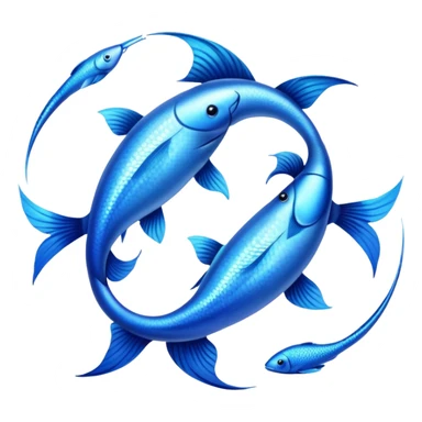 The zodiac symbol Pisces. Two fish in a reverse“yin-yang” formation. One fish’s head is facing the other fish’s tail, and vice versa forming a hoop sticker
