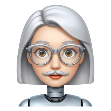 robotic woman with glasses mustache  sticker