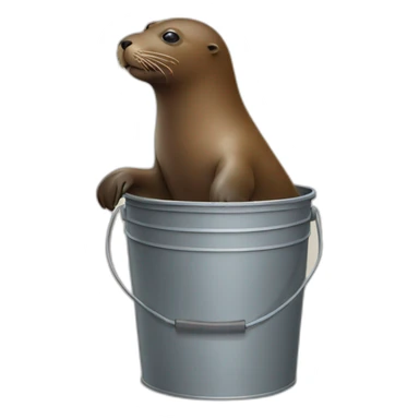 Brown Sea lion with bucket sticker